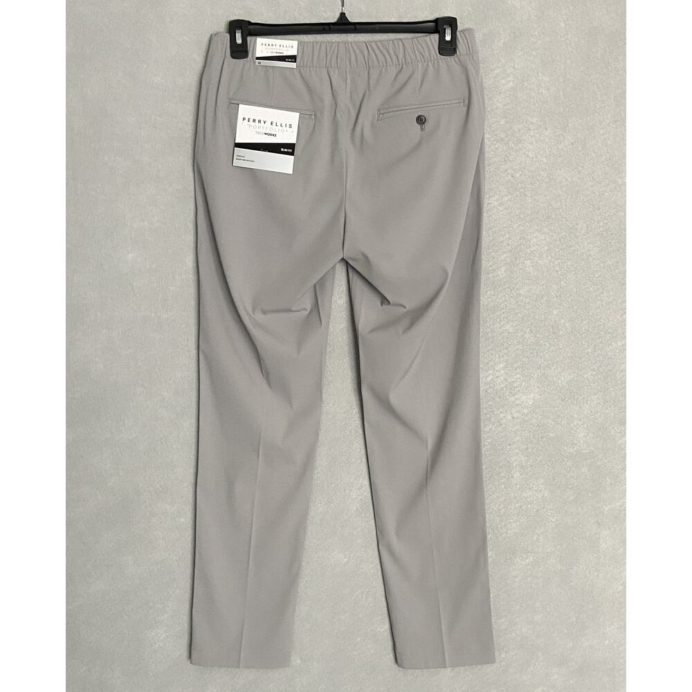 Perry Ellis Portfolio Men's Medium TechWorks Pants Slim Fit Drawstring Alloy NEW - Picture 5 of 13
